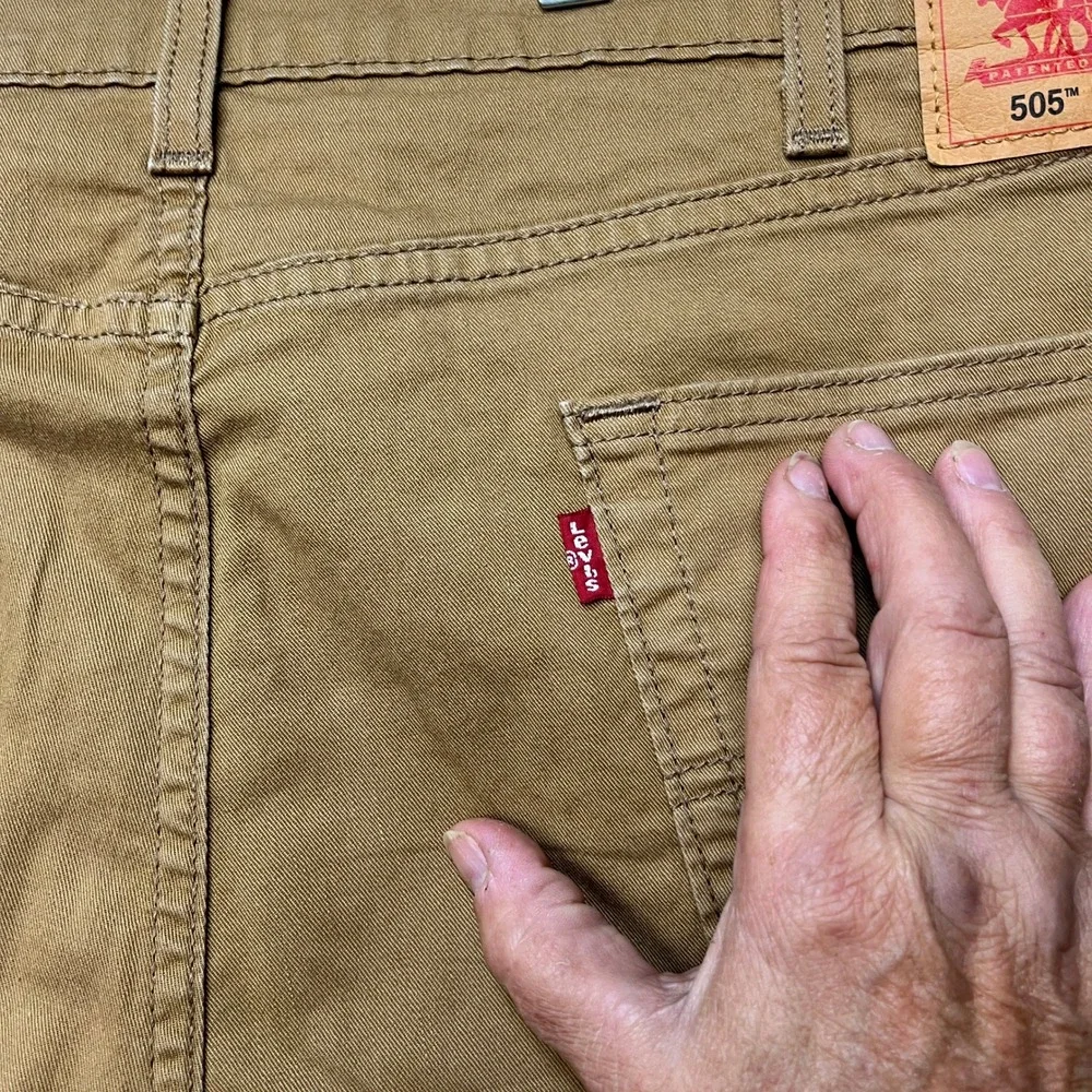 Levi 505 Regular Fit Pants Mens 42x30 Brown Straight Leg 5-Pocket Stretch Twill